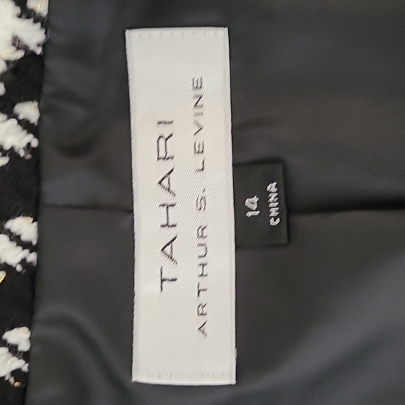 Tahari lined 3 button velvet collar herringbone blazer womens sz 14 - Picture 9 of 10